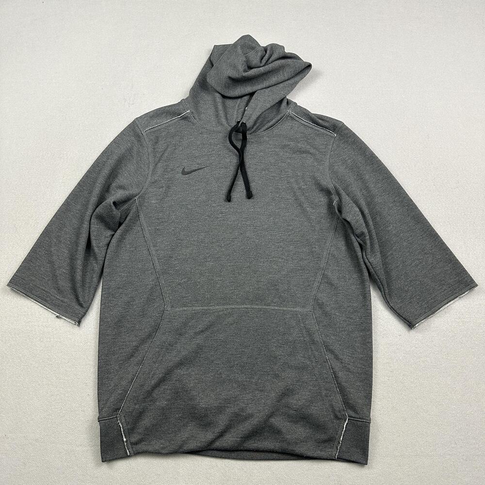 Nike Hoodie Men Small Gray Pullover Dri-FIT Lightweight Short Sleeve Gym S